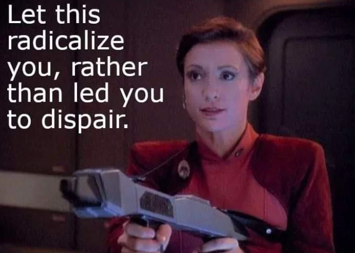 Let this radicalize you, rather than led you to dispair.