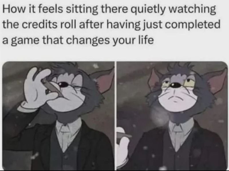 How it feels sitting there quietly watching the credits roll after having just completed a game that changes your life