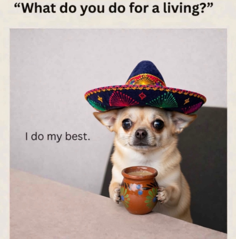 "What do you do for a living?" I do my best.