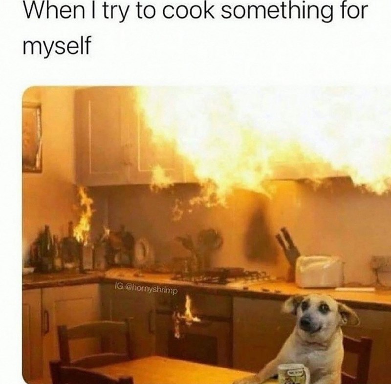 When I try to cook something for myself IG @hornyshrimp