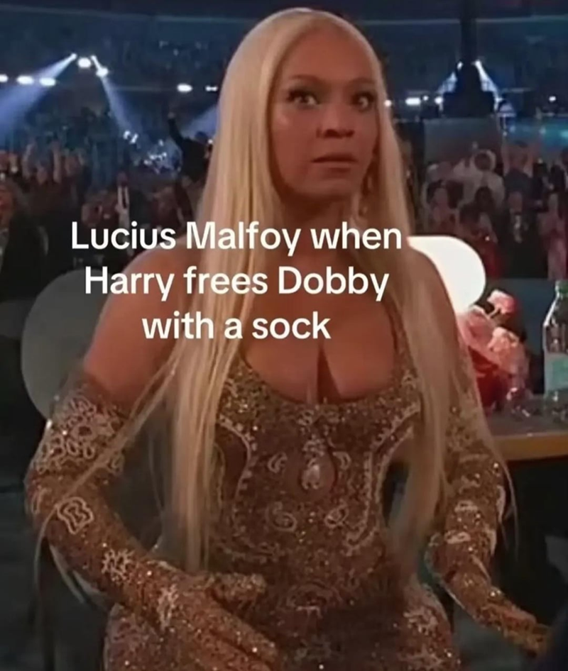 Lucius Malfoy when Harry frees Dobby with a sock B G