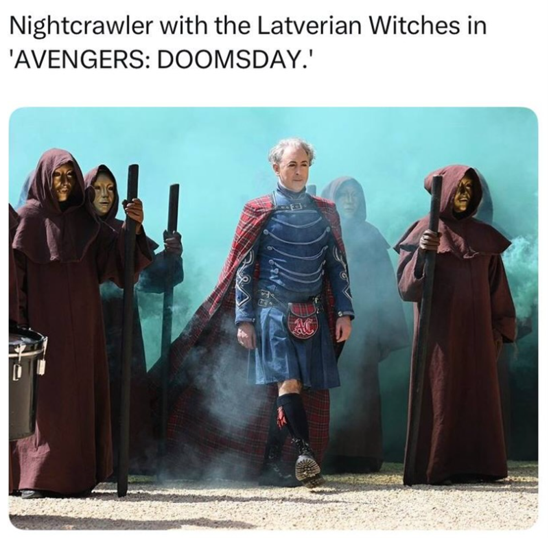 Nightcrawler with the Latverian Witches in 'AVENGERS: DOOMSDAY.' AC