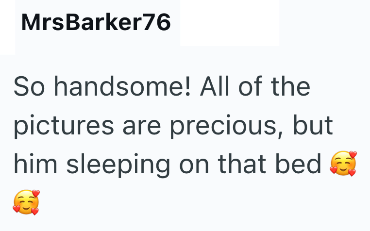 MrsBarker76 So handsome! All of the pictures are precious, but him sleeping on that bed