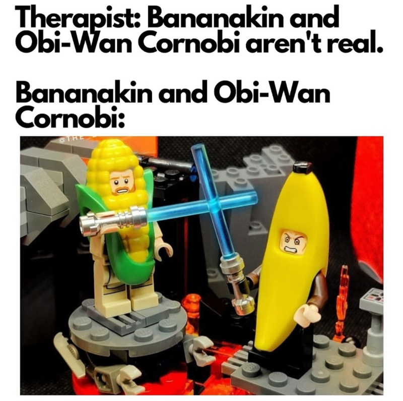 Therapist: Bananakin and Obi-Wan Cornobi aren't real. Bananakin and Obi-Wan Cornobi: O