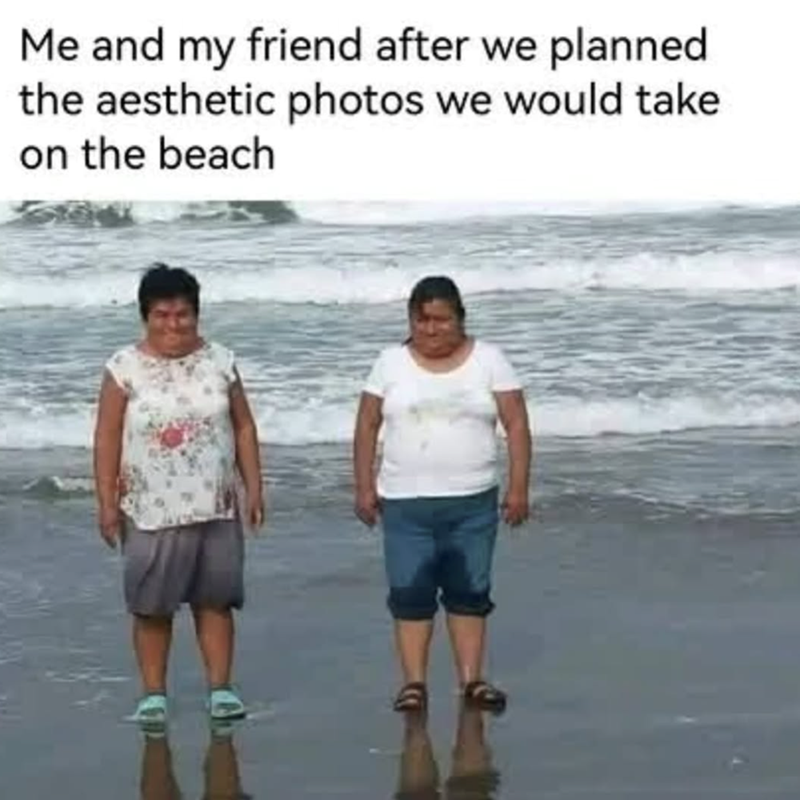 Me and my friend after we planned the aesthetic photos we would take on the beach