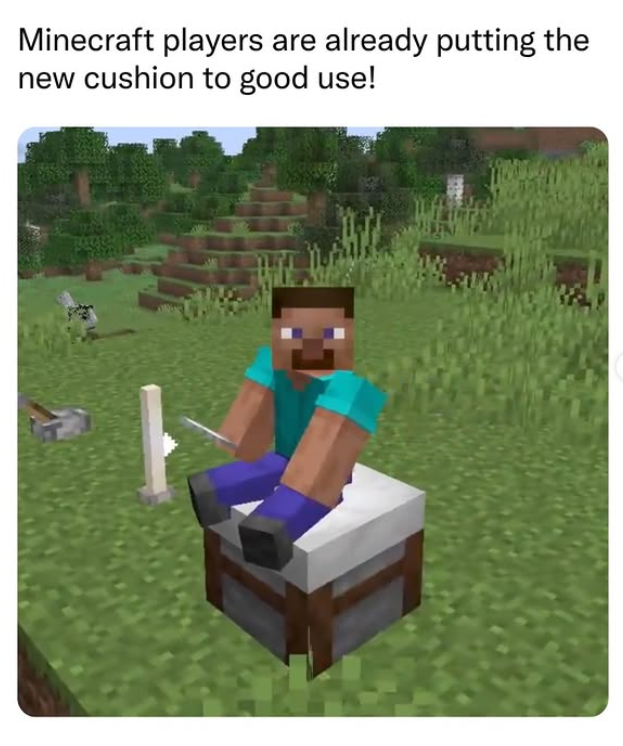Minecraft players are already putting the new cushion to good use!