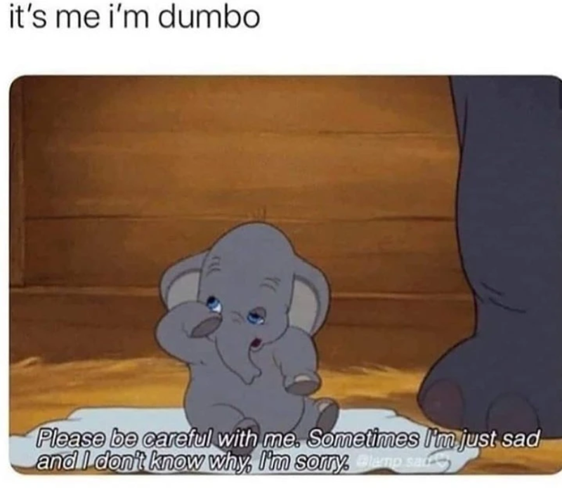 it's me i'm dumbo Please be careful with me. Sometimes I'm just sad and I don't know why, I'm sorry,lamp say