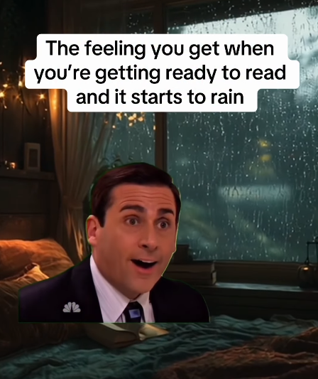 The feeling you get when you're getting ready to read and it starts to rain خالد