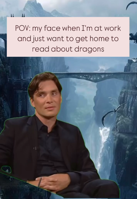 POV: my face when I'm at work and just want to get home to read about dragons