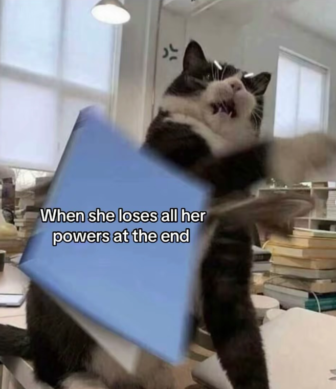 یاد When she loses all her powers at the end