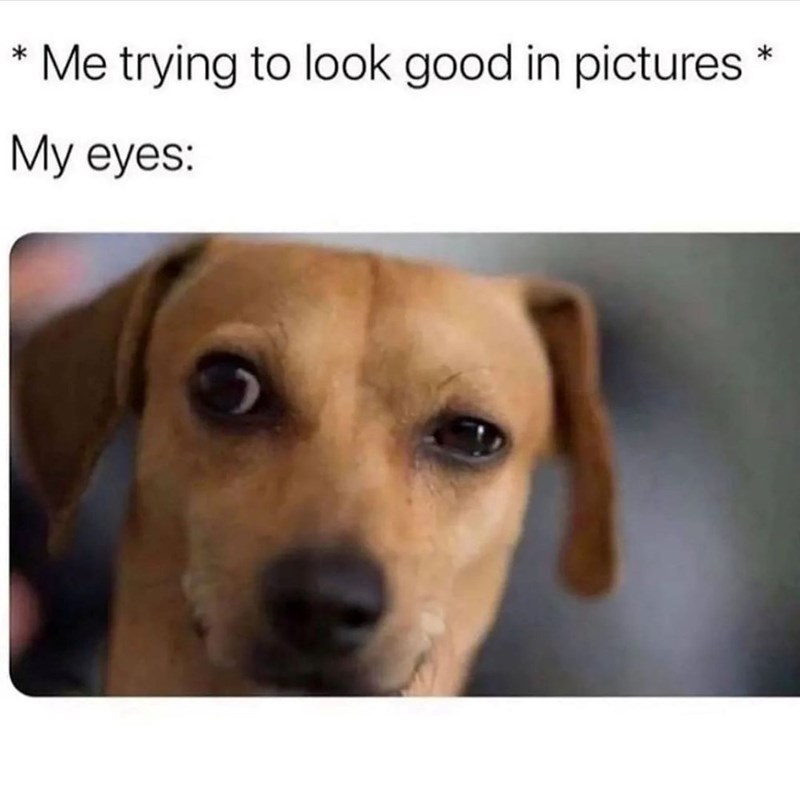 * Me trying to look good in pictures My eyes:
