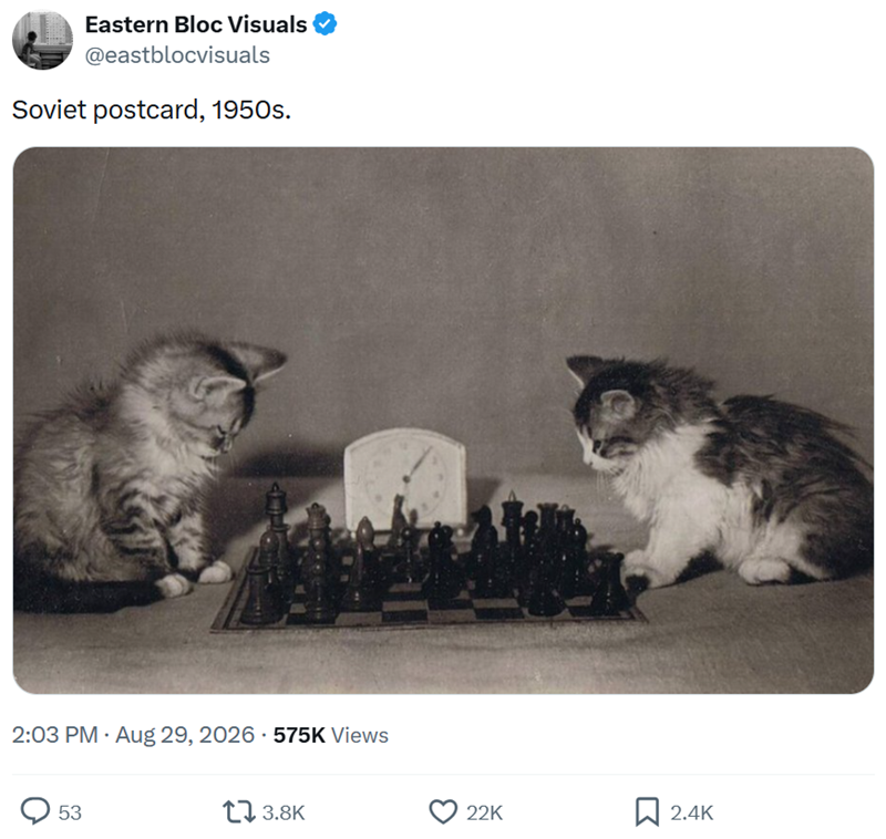 Eastern Bloc Visuals @eastblocvisuals Soviet postcard, 1950s. 2:03 PM - Aug 29, 2026 575K Views 53 13.8K 22K 2.4K