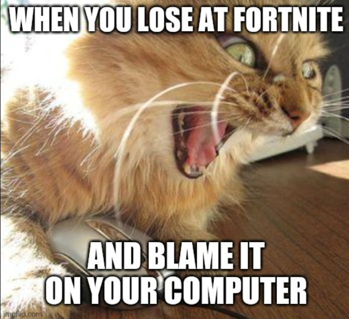 WHEN YOU LOSE AT FORTNITE imgflip.com AND BLAME IT ON YOUR COMPUTER