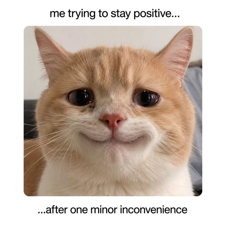 me trying to stay positive... ...after one minor inconvenience
