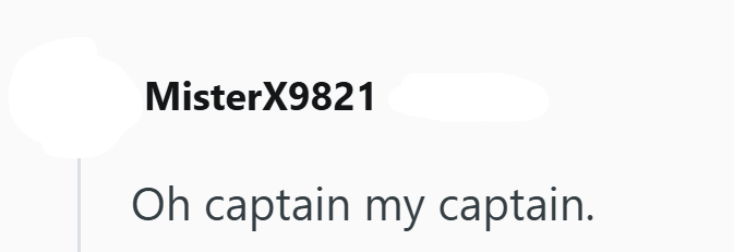 MisterX9821 Oh captain my captain.