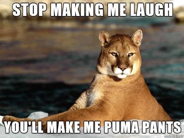 STOP MAKING ME LAUGH YOU'LL MAKE ME PUMA PANTS made on impur