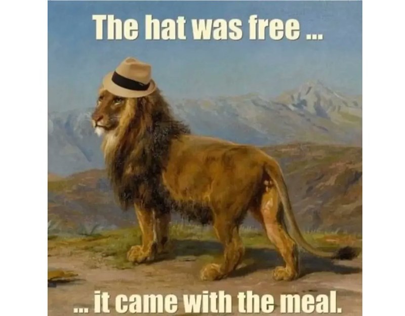 The hat was free... ... it came with the meal.