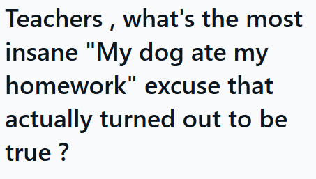 Teachers, what's the most insane "My dog ate my homework" excuse that actually turned out to be true?