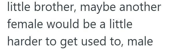 little brother, maybe another female would be a little harder to get used to, male