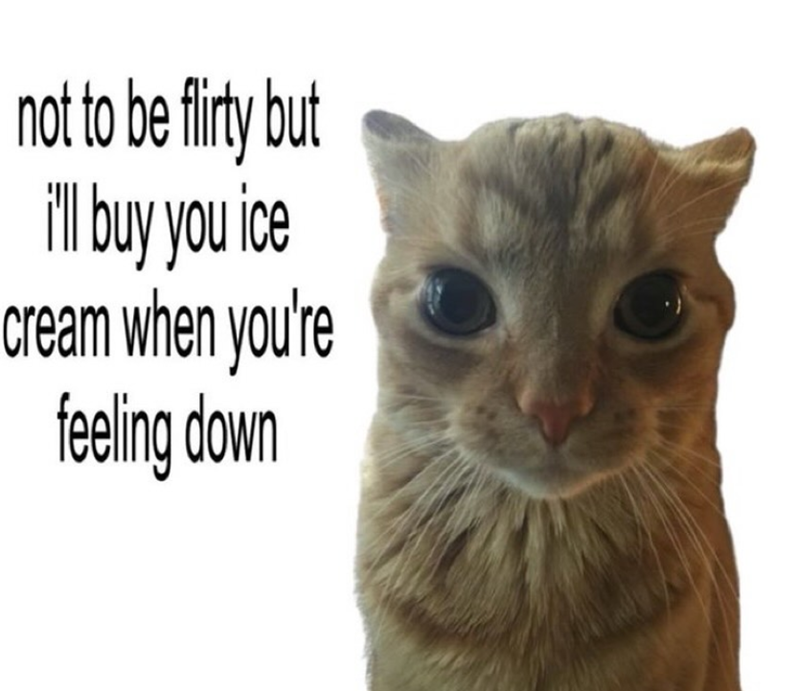 not to be flirty but I'll buy you ice cream when you're feeling down