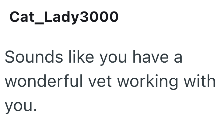 Cat Lady3000 Sounds like you have a wonderful vet working with you.