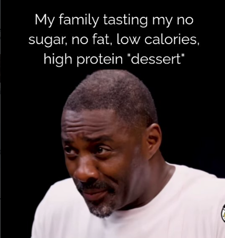 My family tasting my no sugar, no fat, low calories, high protein "dessert"