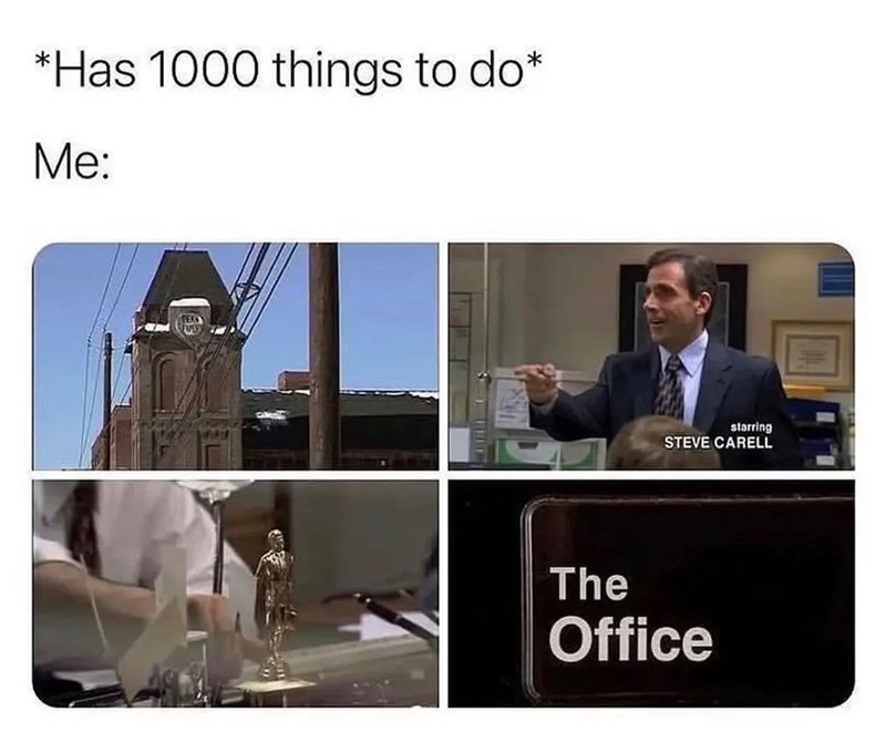 *Has 1000 things to do* Me: starring STEVE CARELL The Office