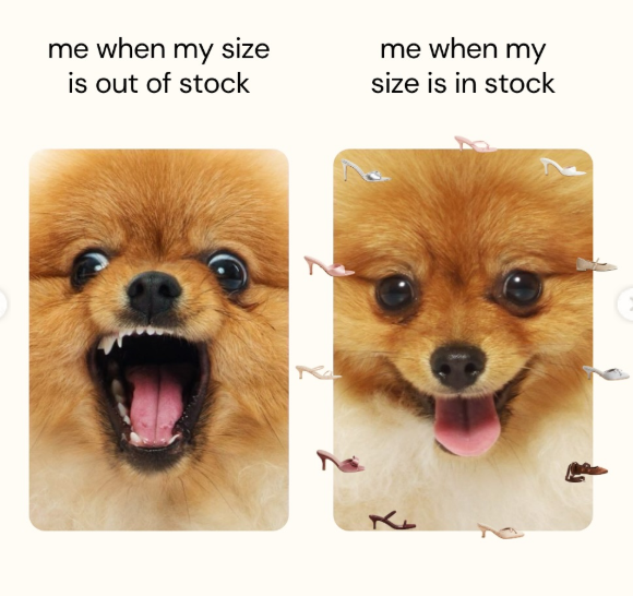 me when my size is out of stock me when my size is in stock ス