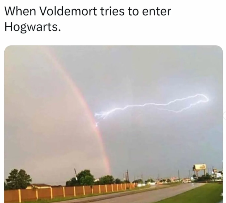 When Voldemort tries to enter Hogwarts.