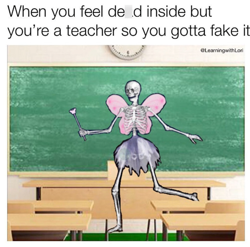 When you feel de d inside but you're a teacher so you gotta fake it @LearningwithLori