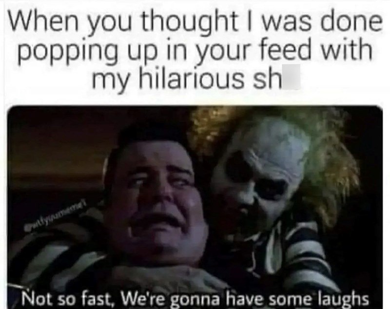 When you thought I was done popping up in your feed with my hilarious sh wtfysumeme Not so fast, We're gonna have some laughs