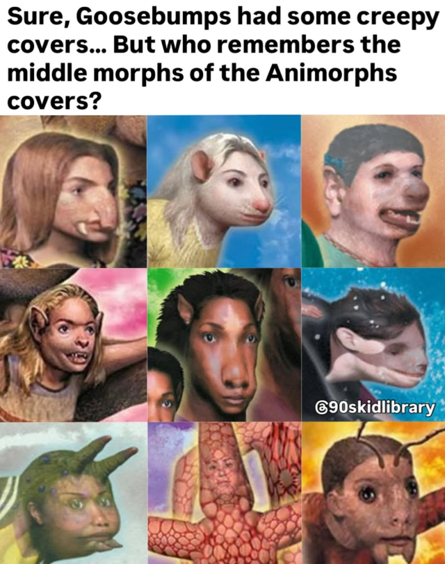 Sure, Goosebumps had some creepy covers... But who remembers the middle morphs of the Animorphs covers? 690skidlibrary