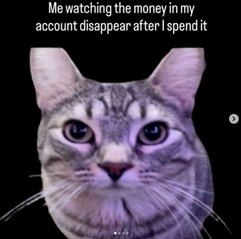 Me watching the money in my account disappear after I spend it