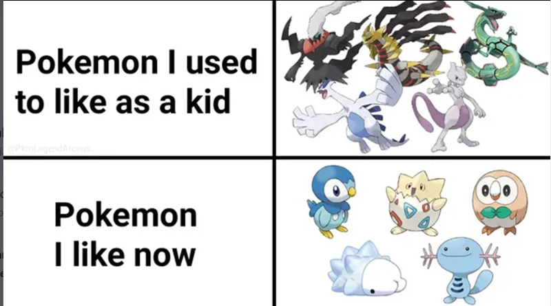Pokemon I used to like as a kid @PkmLegendArceus Pokemon I like now