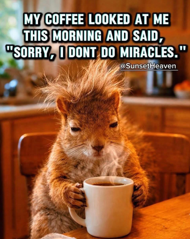 MY COFFEE LOOKED AT ME THIS MORNING AND SAID, "SORRY, DONT DO MIRACLES." @SunsetHeaven