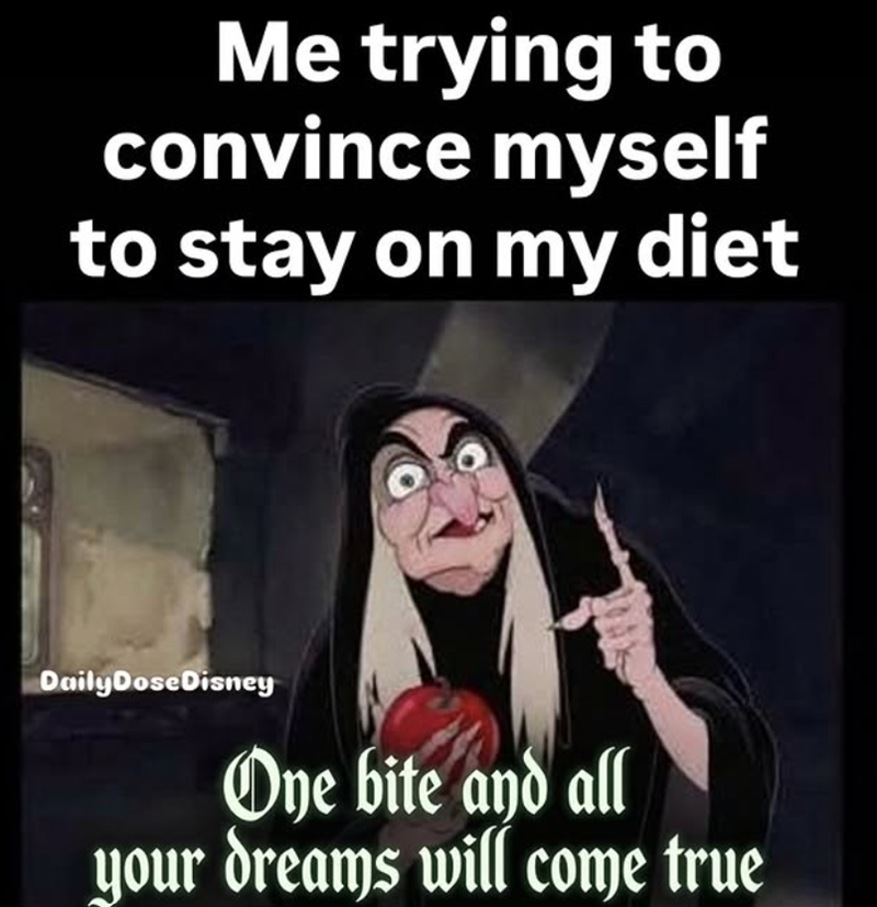 Me trying to convince myself to stay on my diet Daily Dose Disney One bite and all your dreams will come true