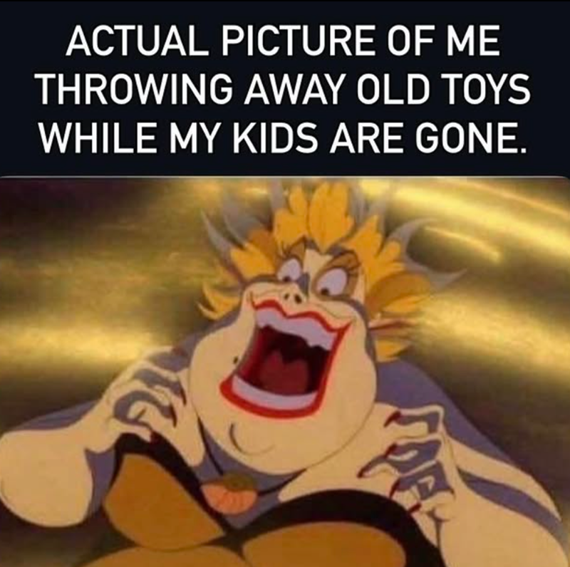 ACTUAL PICTURE OF ME THROWING AWAY OLD TOYS WHILE MY KIDS ARE GONE.