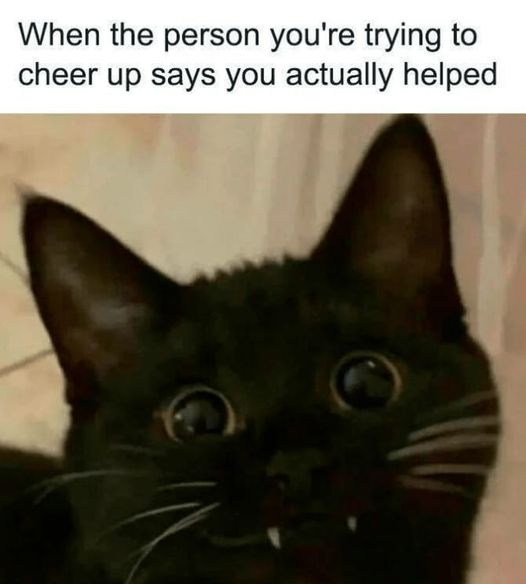 When the person you're trying to cheer up says you actually helped