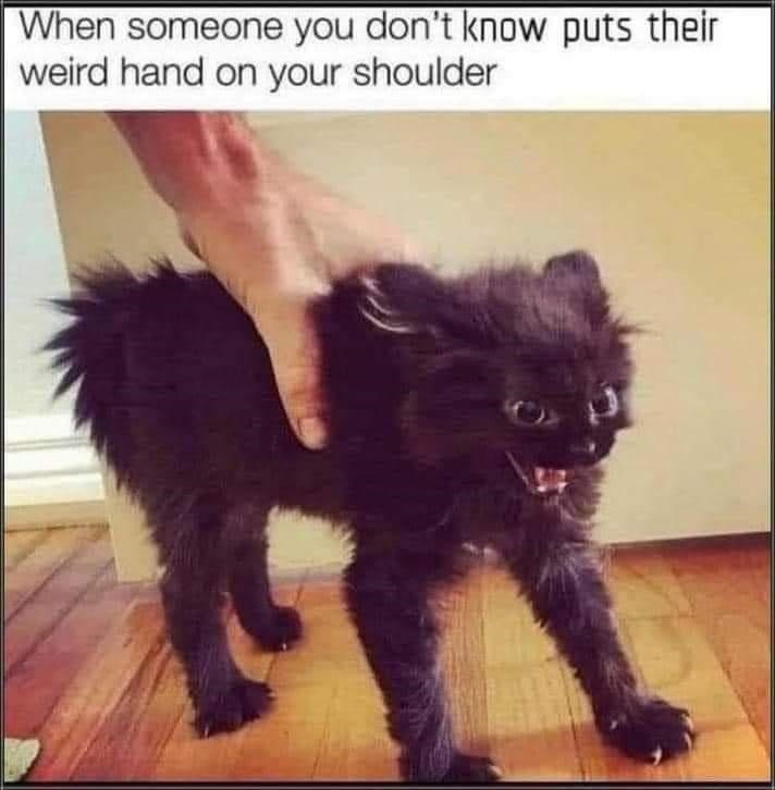 When someone you don't know puts their weird hand on your shoulder