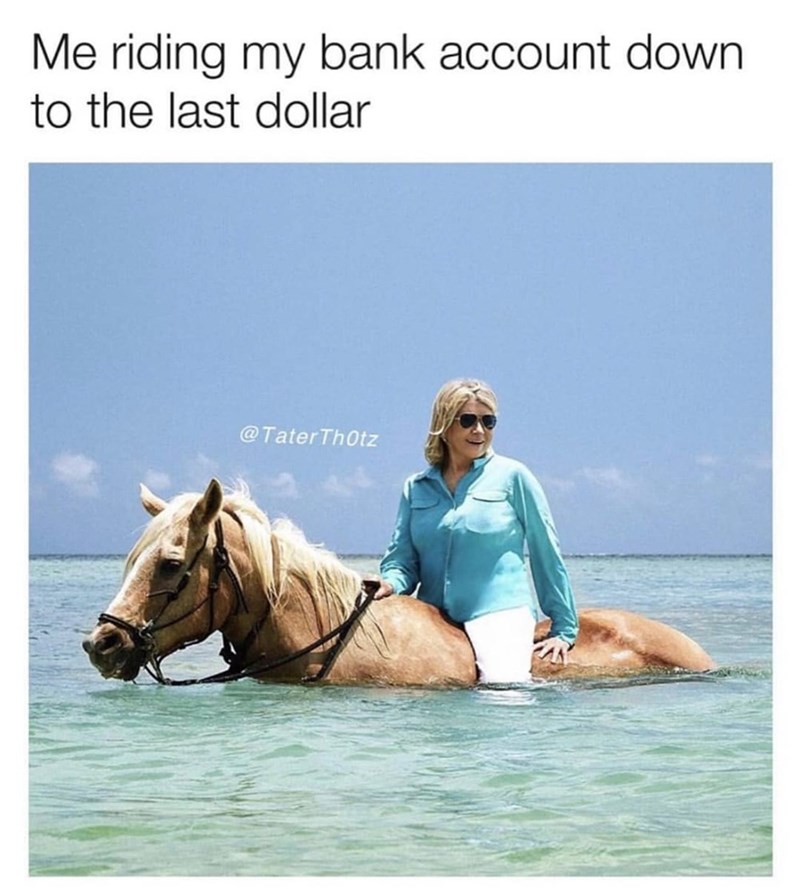 Me riding my bank account down to the last dollar @Tater ThOtz