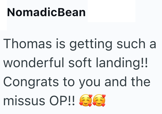Nomadic Bean Thomas is getting such a wonderful soft landing!! Congrats to you and the missus OP!! 6