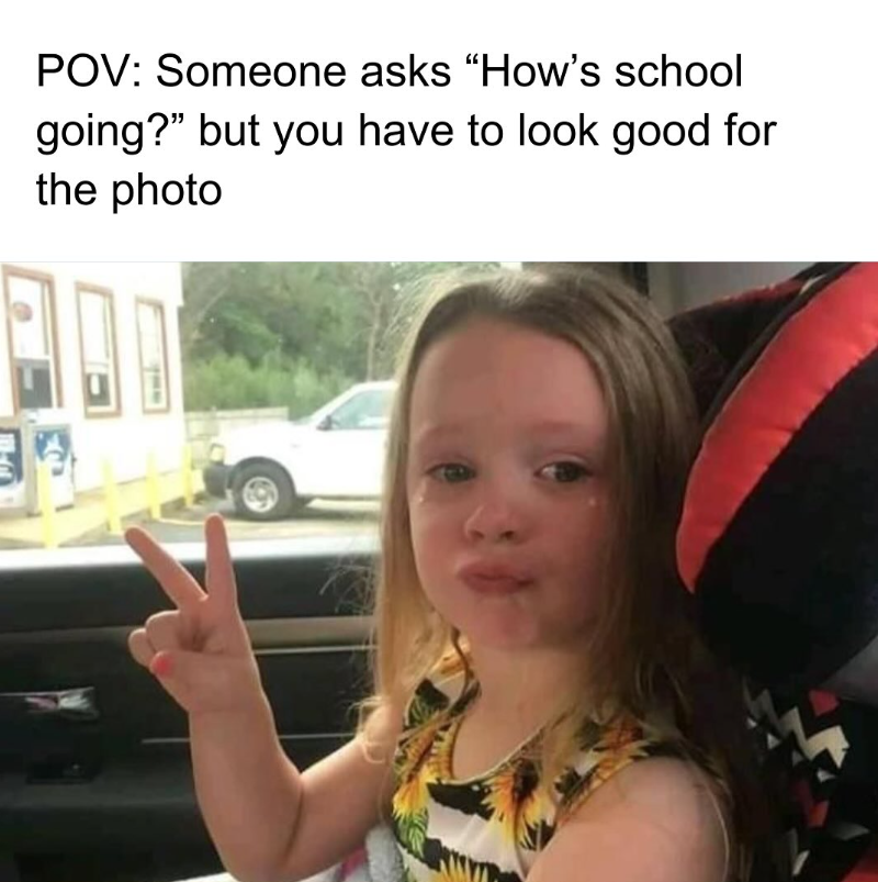 POV: Someone asks "How's school going?" but you have to look good for the photo