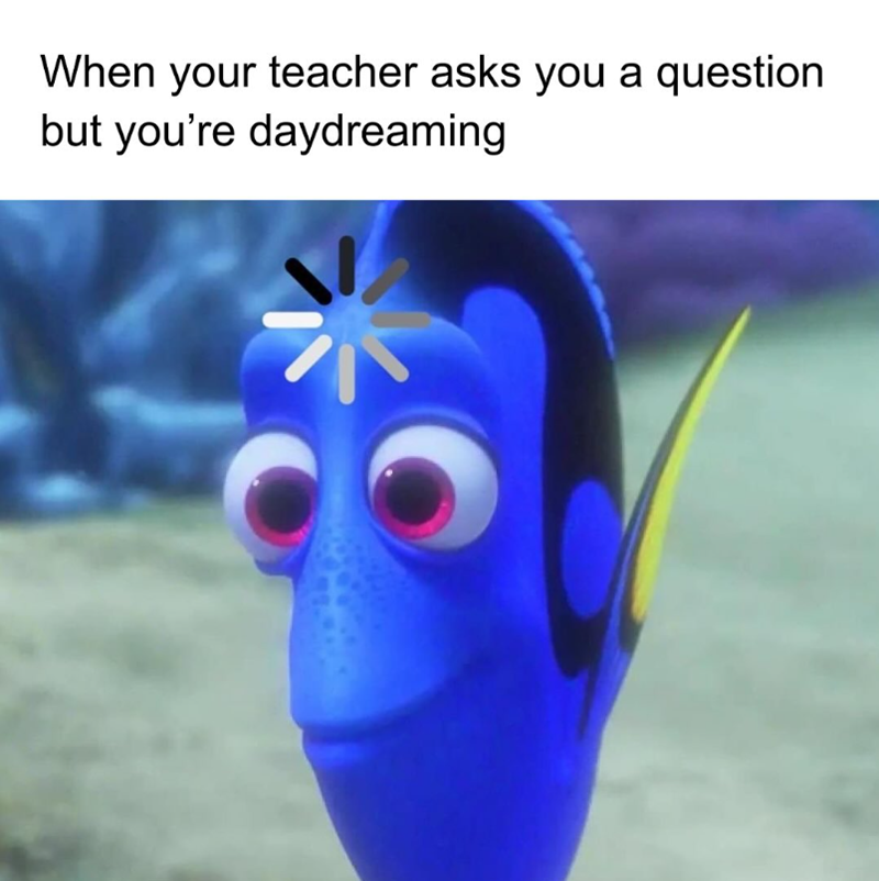 When your teacher asks you a question but you're daydreaming