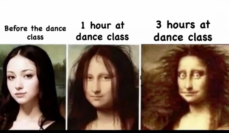 Before the dance class 1 hour at dance class 3 hours at dance class