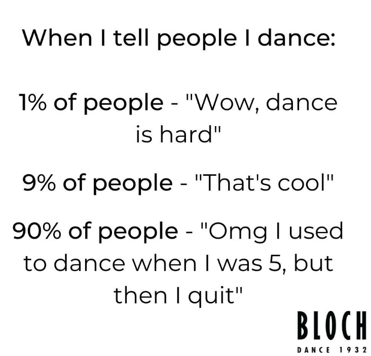 When I tell people I dance: 1% of people - "Wow, dance is hard" 9% of people - "That's cool" 90% of people - "Omg I used to dance when I was 5, but then I quit" BLOCH DANCE 1932