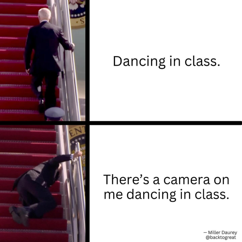 ENT S Dancing in class. There's a camera on me dancing in class. -Miller Daurey @backtogreat