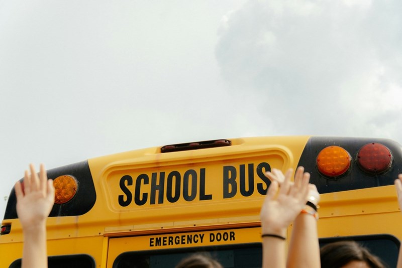 A yellow school bus.