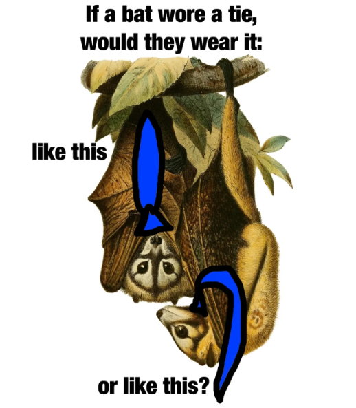 If a bat wore a tie, would they wear it: like this or like this?