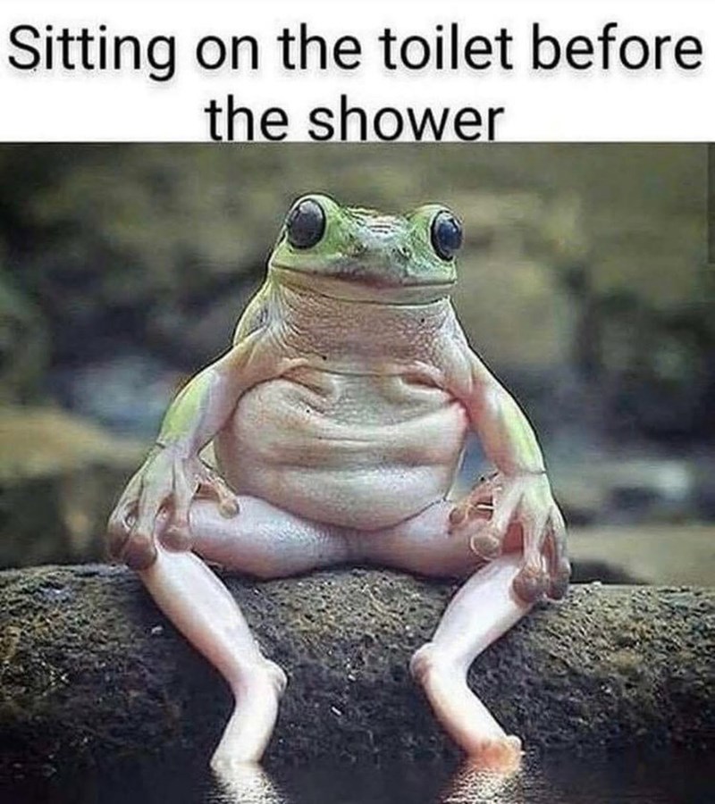 Sitting on the toilet before the shower