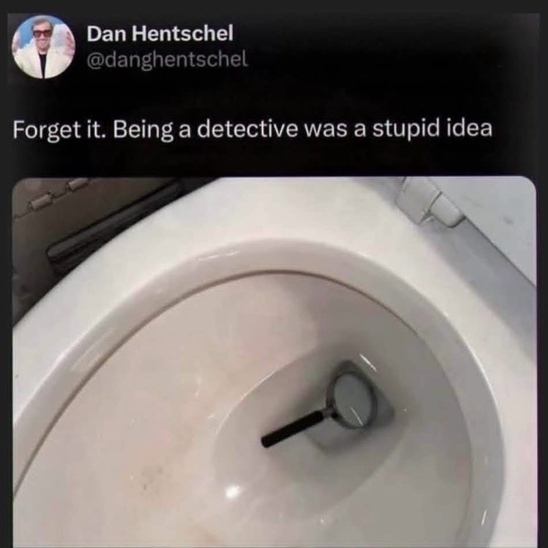Dan Hentschel @danghentschel Forget it. Being a detective was a stupid idea
